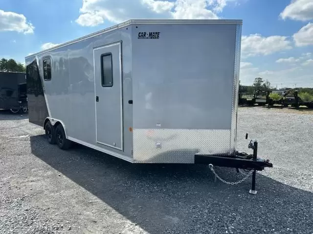 Car-Mate-8.5x20-Enclosed-Cargo-Trailer-V-Nose-Windows-Cabinets-AC-Unit-Electrical-Package-Aluminum-Wheels-4.webp Car Mate 8.5 x 20 Custom Enclosed V-Nose Cargo Trailer - Image 1